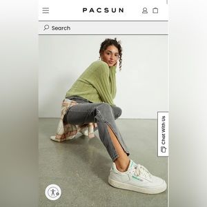 NEW NEVER WORN WITH TAGS PACSUN GRAY SPLIT DAD JEANS